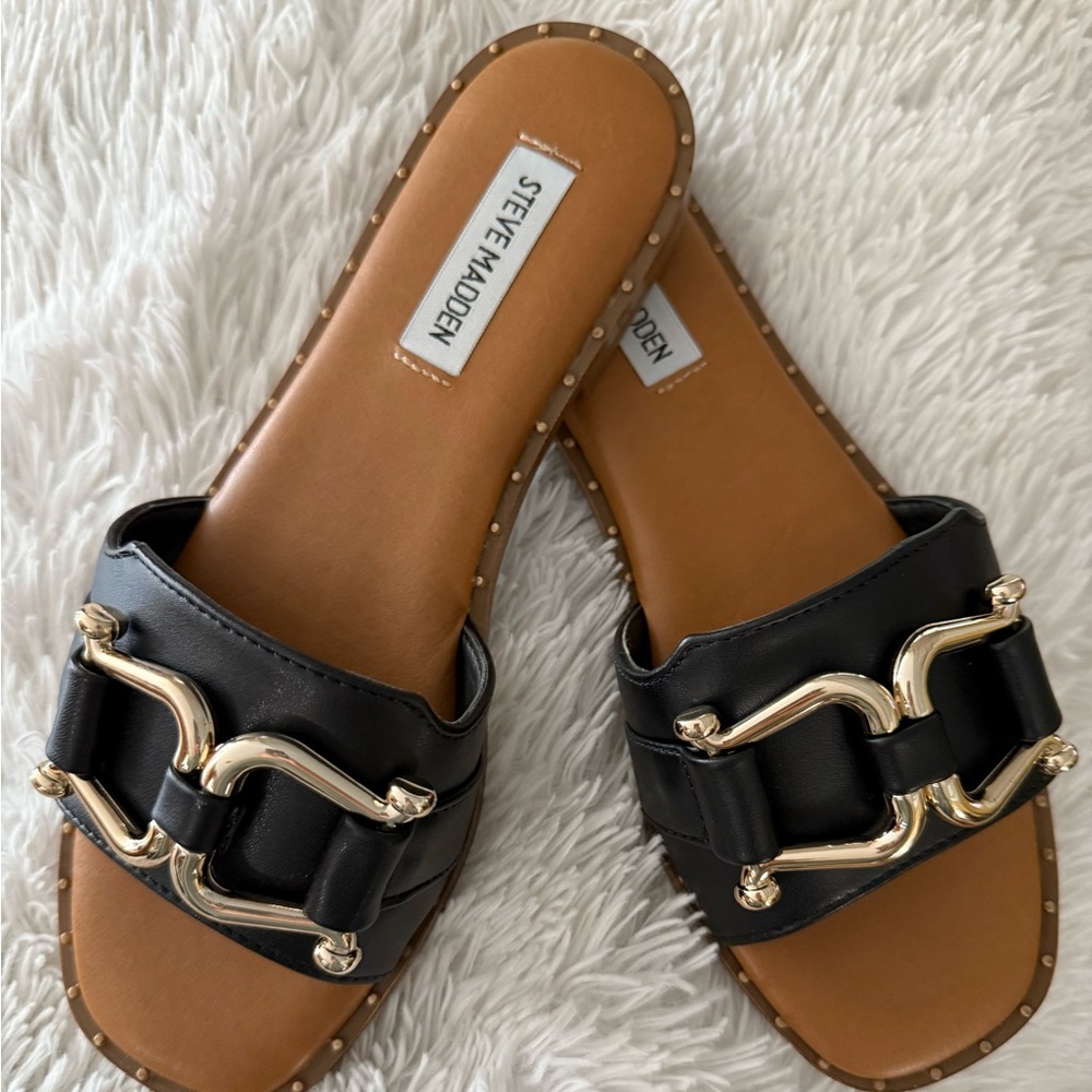 Steve Madden Alita Black Slide Sandals Size 7.5